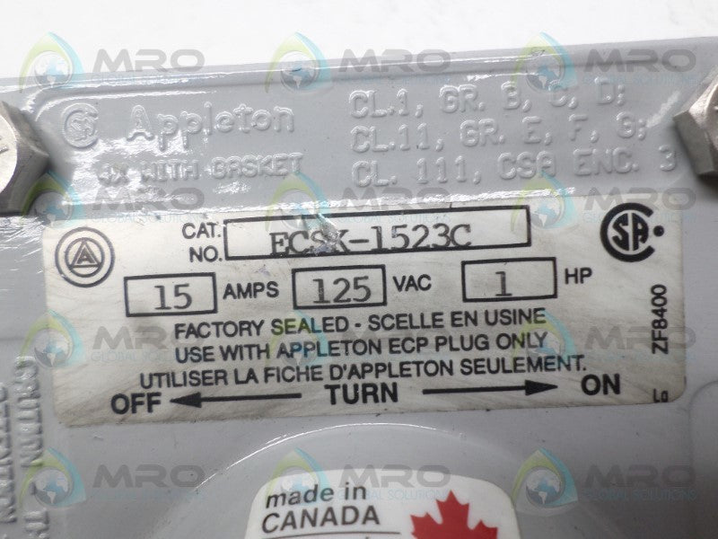 APPLETON ECSK-1523C RECEPTACLE  NSNP