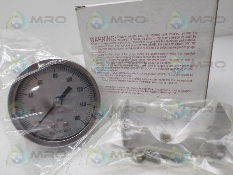 ASHCROFT 251009SW02B-160#-XUC6B PRESSURE GAUGE 0-160 PSI  NSNP