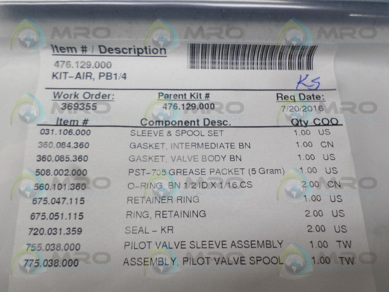 SANDPIPER 476.129.000 PUMP REPAIR KIT  NSMP