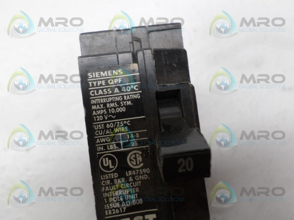 SIEMENS QPF120 CIRCUIT BREAKER 20A  NSNP