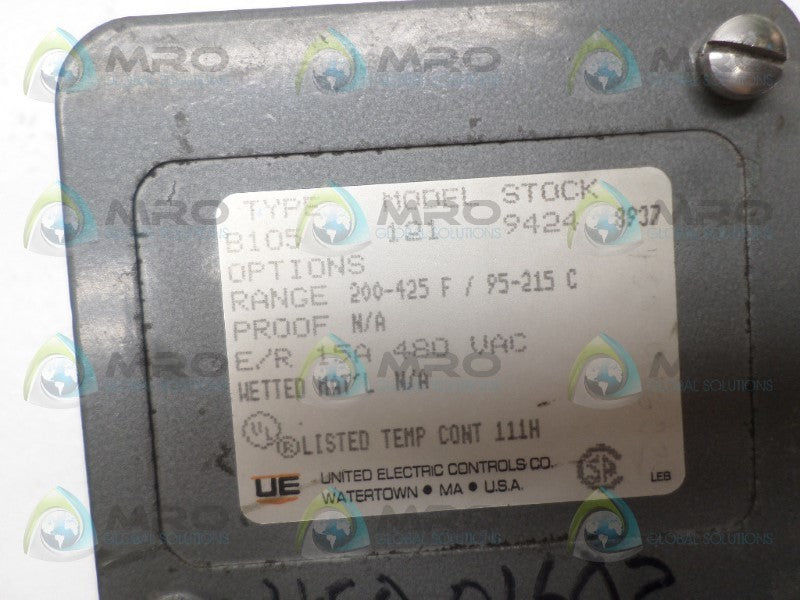 UNITED ELECTRIC B105-121 PRESSURE SWITCH  UNMP