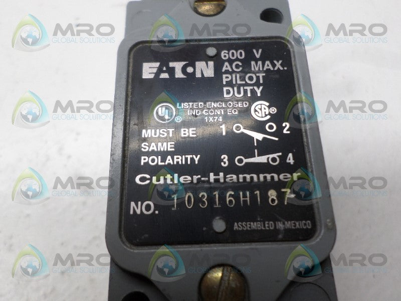 CUTLER HAMMER 10316H187 LIMIT SWITCH  UNMP