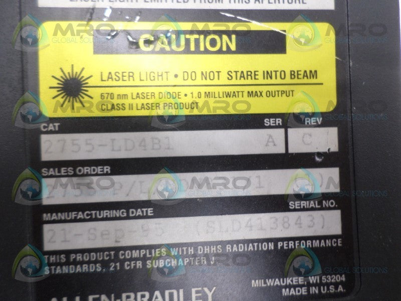 INDUSTRIAL SPARE PART 2755-LD4B1 SER. A LASER SCANNER BAR CODE  NSNP