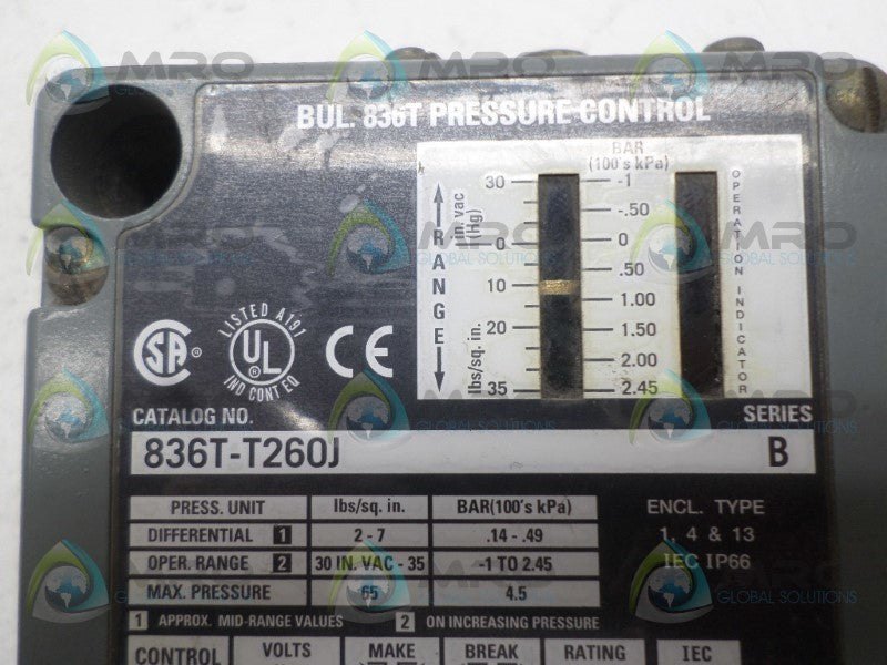 INDUSTRIAL SPARE PART 836T-T260J SER. B PRESSURE CONTROL  UNMP