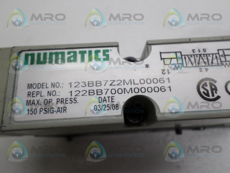 NUMATICS 123BB7Z2ML00061 SOLENOID VALVE  NSNP