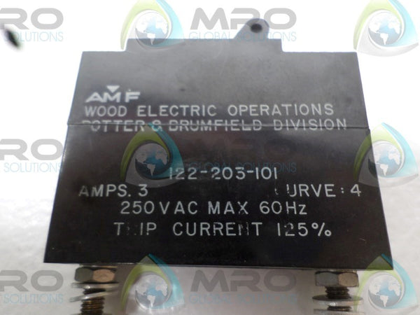 WOOD ELECTRIC 122-203-101 CIRCUIT BREAKER 3A  NSNP