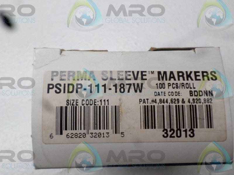 BRADY PSIDP-111-187W 32013 PERMA SLEEVE MARKERS  NSMP