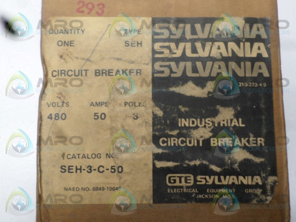 SYLVANIA SEH-3-C-50 CIRCUIT BREAKER 50A  NSMP