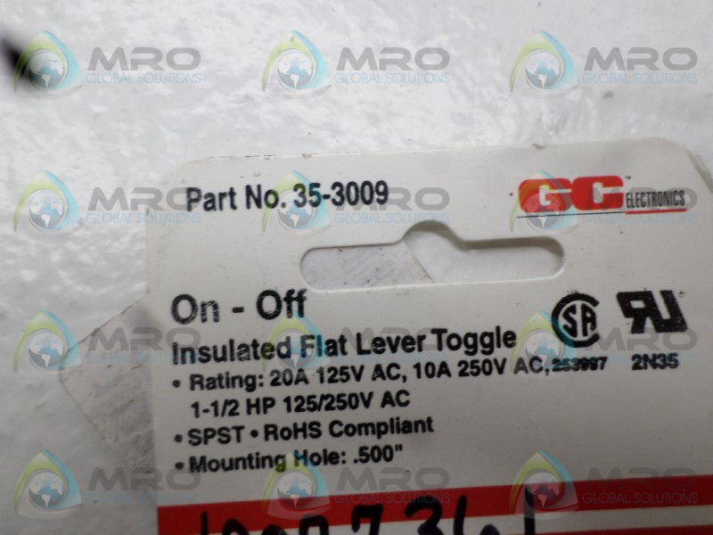 GC ELECTRONICS 35-3009 FLAT LEVER TOGGLE  NSMP