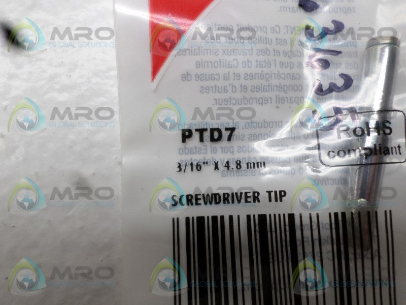 WELLER PTD7 SOLDERING SCREWDRIVER TIP  NSMP