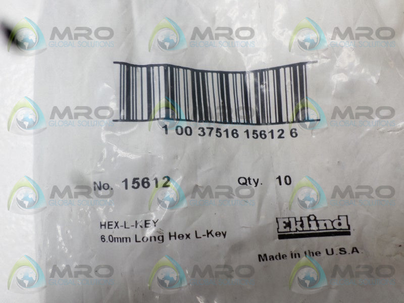 EKLIND 15612 HEX L-KEY (PKG OF 10) NSMP