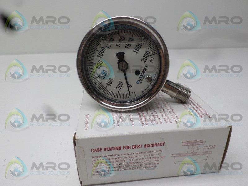 ASHCROFT 25-1009-SWL-02L-2000#-XCY PRESSURE GAUGE 0-2000PSI  NSMP