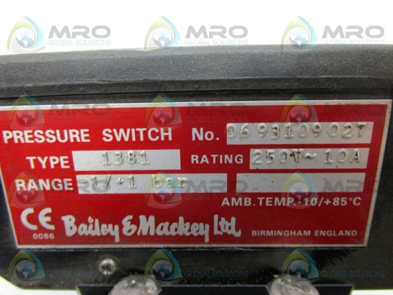 BAILEY & MACK 1381 PRESSURE SWITCH  NSNP