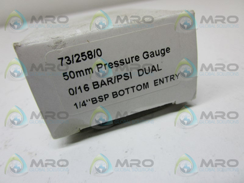 JET 73/258/0 PRESSURE GAUGE 0-230 PSI 0-16 BAR  NSMP