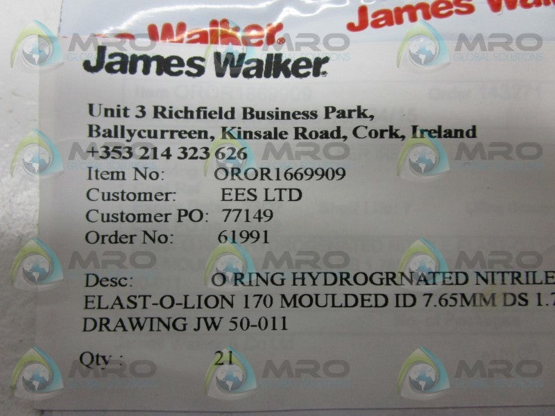 JAMES WALKER 50-011 O-RING  NSMP