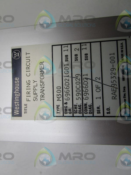 WESTINGHOUSE M300 6966D21G01 TRANSFORMER  UNMP