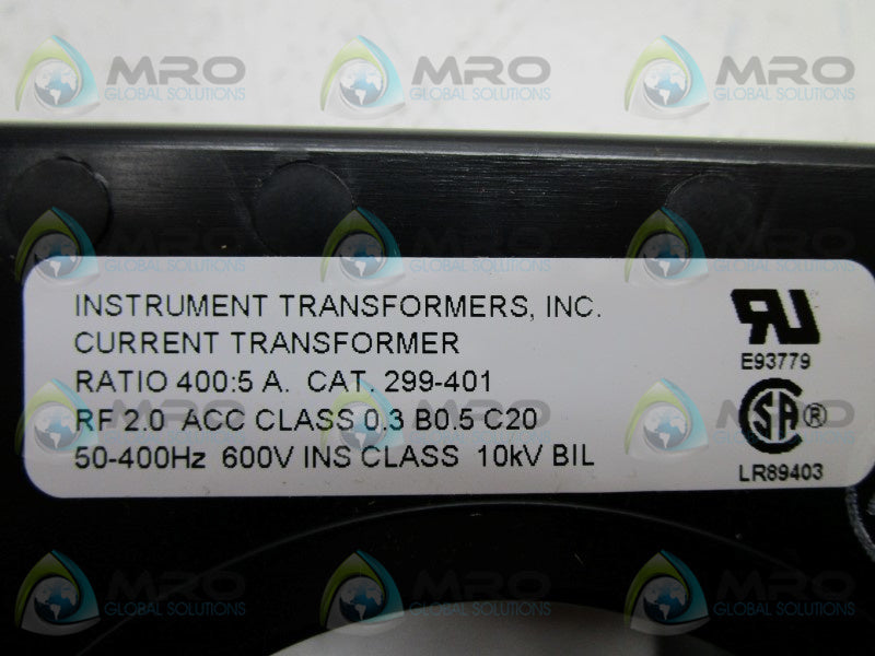 INSTRUMENT TRANSFORMERS 299-401 CURRENT TRANSFORMER  NSNP