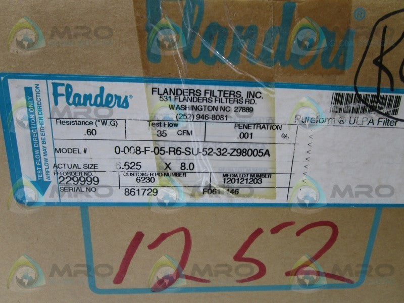 FLANDERS FILTERS 0-008-F0-05-R6-SU-52-32-Z98005A FILTER  NSMP