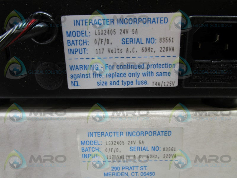 INTERACTER LSX2405 BATTERY CHARGER  NSMP