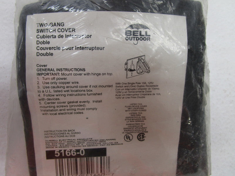 BELL OUTDOOR 5166-0 TWO-GANG SWITCH COVER * NEW IN FACTORY BAG *