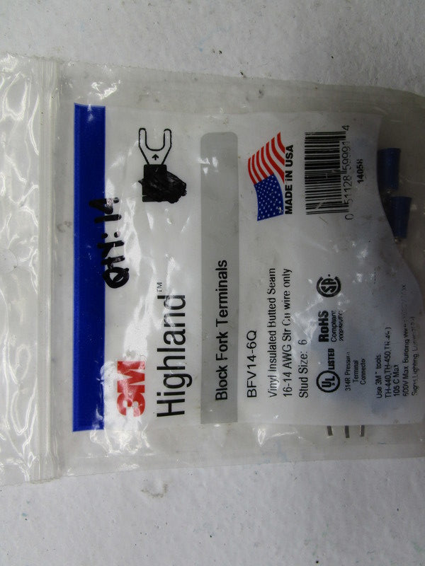 3M BFV14-6Q BLOCK FORK TERMINALS (PKG OF 14)  NSMP