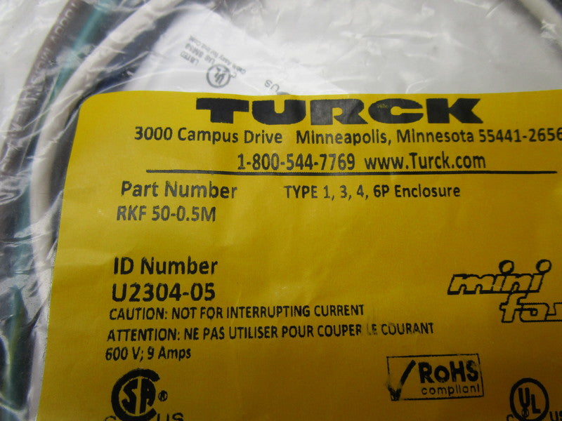 TURCK RKF50-0.5M MOLDED CORDSET  NSMP