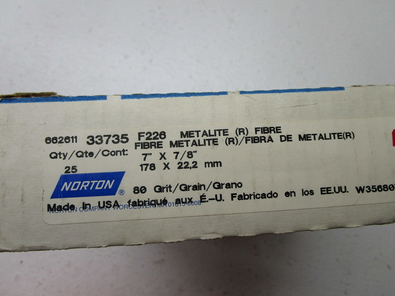 NORTON 66261133735 METALITE FIBER DISC (PKG OF 25)  NSFS