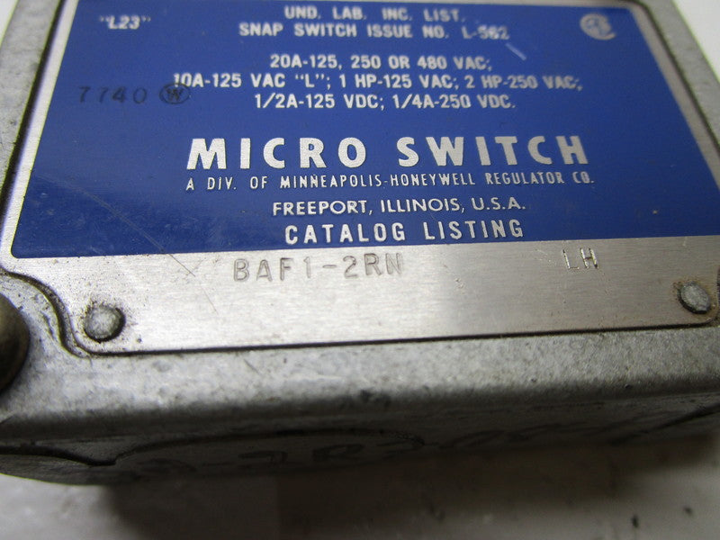 MICROSWITCH BAF1-2RNLH LIMIT SWITCH  UNMP