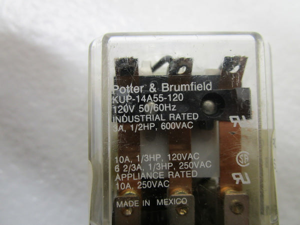 POTTER & BRUMFIELD KUP-14A55-120 RELAY 120V  UNMP