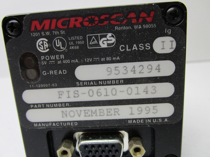 MICROSCAN FIS-0610-0143 BAR CODE SCANNER MS-610  NSNP