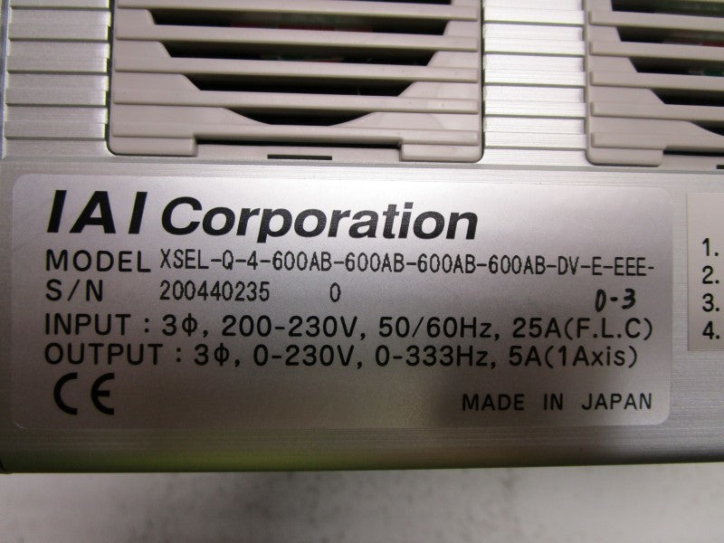 IAI XSEL-Q-4-600AB-600AB-600AB-600AB-DV-E-EEE-0-3 CONTROLLER  NSNP