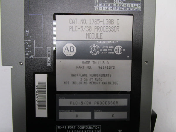ALLEN BRADLEY 1785-L30B SER. C F/W B PROCESSOR MODULE  UNMP