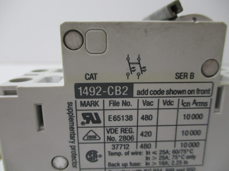 ALLEN BRADLEY 1492-CB2G020 SER. B CIRCUIT BREAKER 2A  UNMP