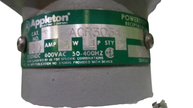 APPLETON POWERTITE ACR3034 RECEPTACLE UNMP