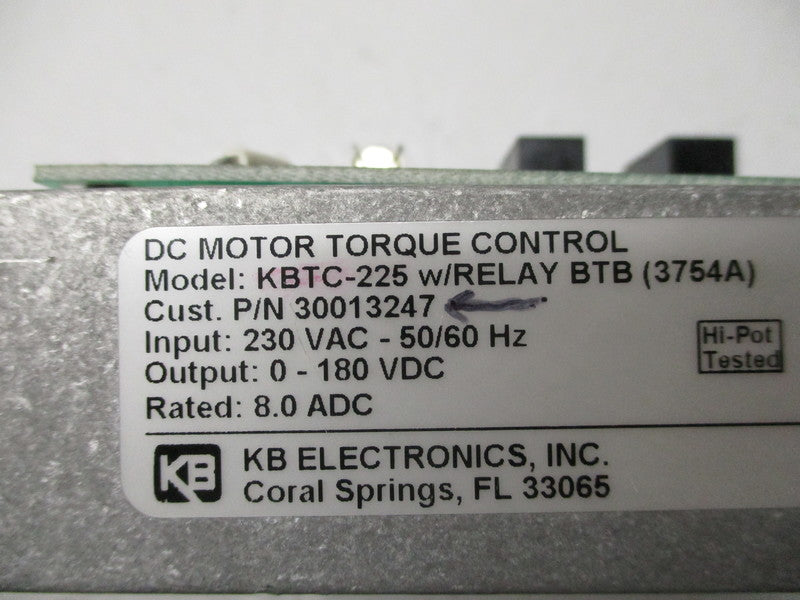KB ELECTRONICS KBTC-225 30013247 230VAC IN 0/180VDC OUT. UNMP