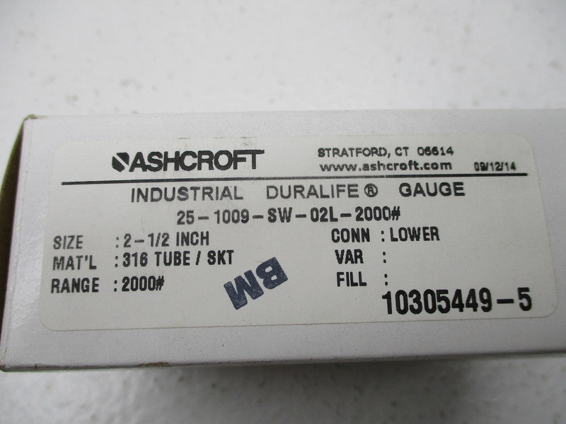 ASHCROFT 25-1009-SW-02L-2000# NSMP