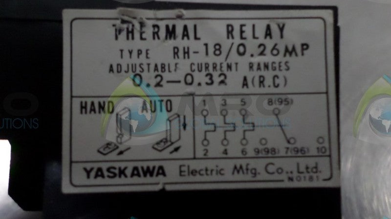 YASKAWA RH-18/0.26MP THERMAL RELAY UNMP