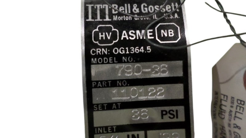 ITT 790-36 RELIEF VALVE NSNP