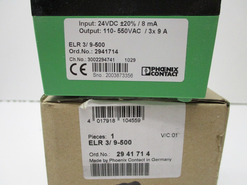 PHOENIX CONTACT ELR3/9-500 ELECTRONIC LOAD RELAY, 24VDC NSMP