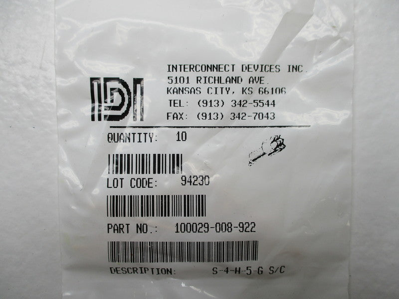 INTERCONNECT DEVICES 100029-008-922 S-4-H-5-G (PKG OF 10) NSMP