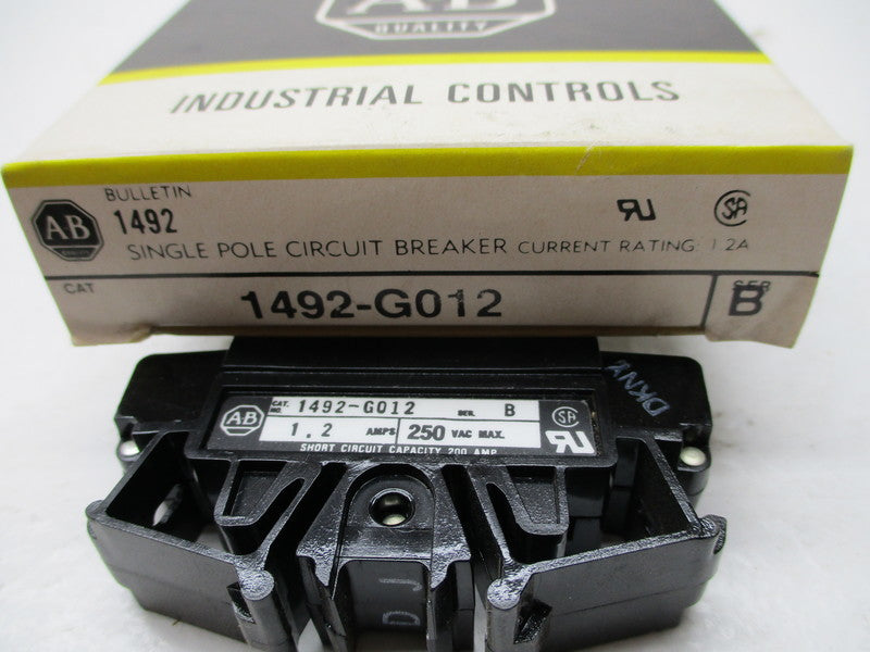 ALLEN BRADLEY 1492-G012 CIRCUIT BREAKER SER. B 1.2A 250VAC NSMP