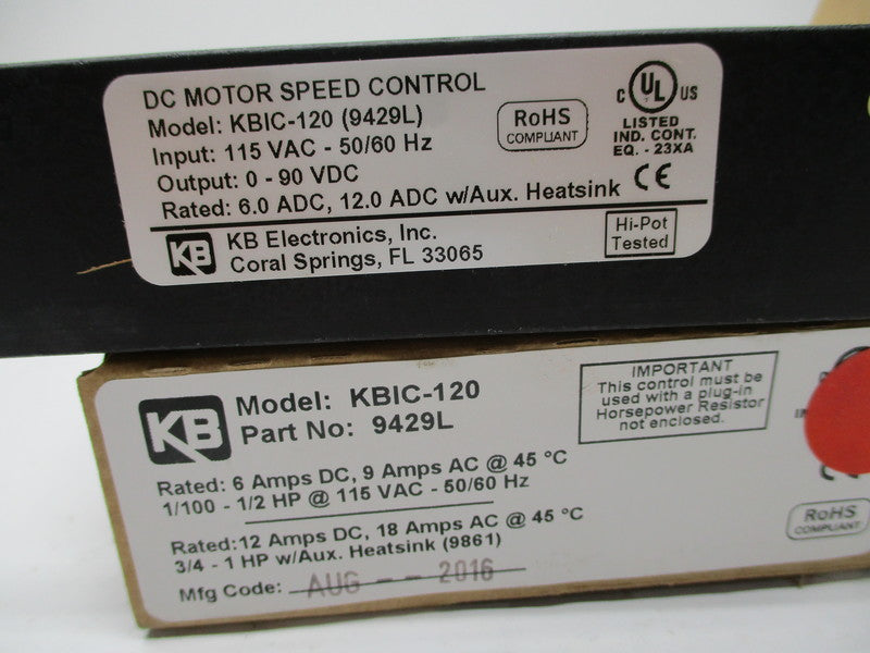 KB ELECTRONICS KBIC-120 (9429L) 115VAC 18A NSMP