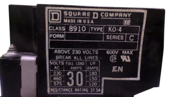 SQUARE D KO-4 RELAY UNMP