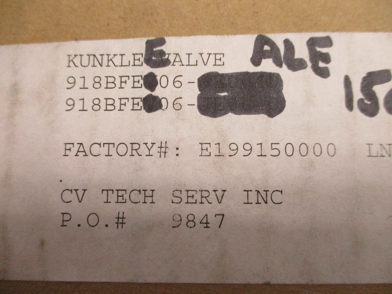 KUNKLE VALVE 918BFEE06ALE150 NSMP