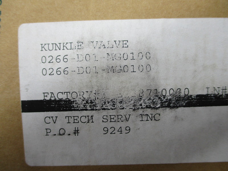 KUNKLE VALVE 0266-D01-MG0100 NSMP
