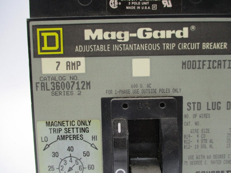 SQUARE D FAL3600712M SER. 2 600VAC 7A (GREY) UNMP