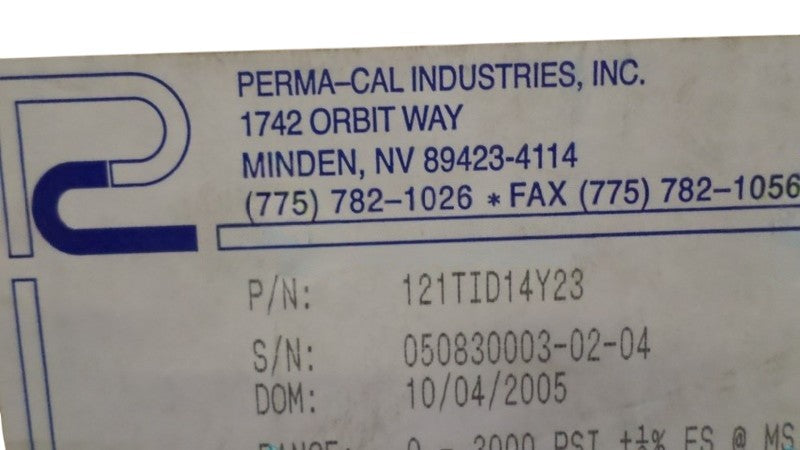 PERMA-CAL 121TID14Y23 PROCESS GAUGE 0-3000 PSI  NSMP