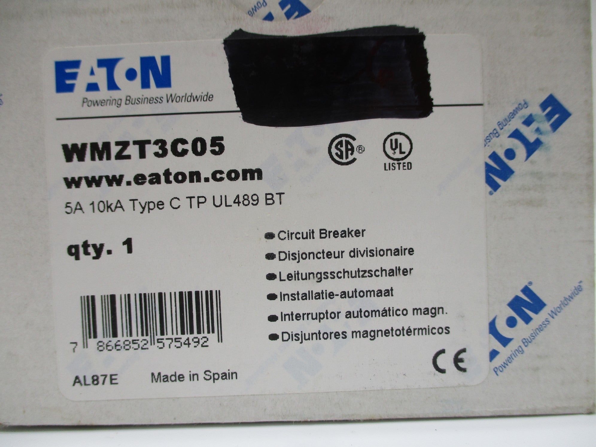 EATON WMZT3C05 5A 277A NSMP