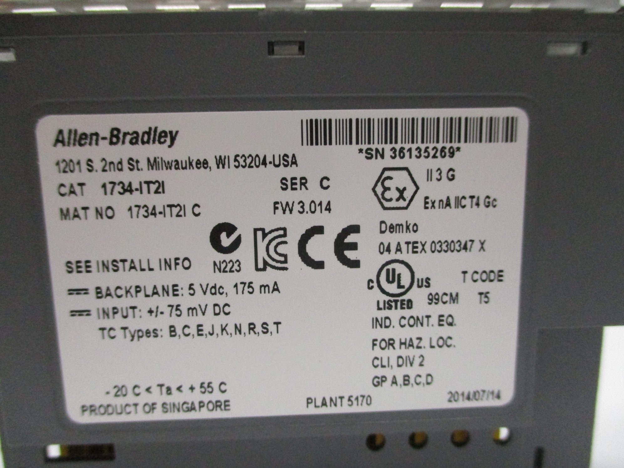 ALLEN BRADLEY 1734-IT2I SER. C F/W 3.014 UNMP
