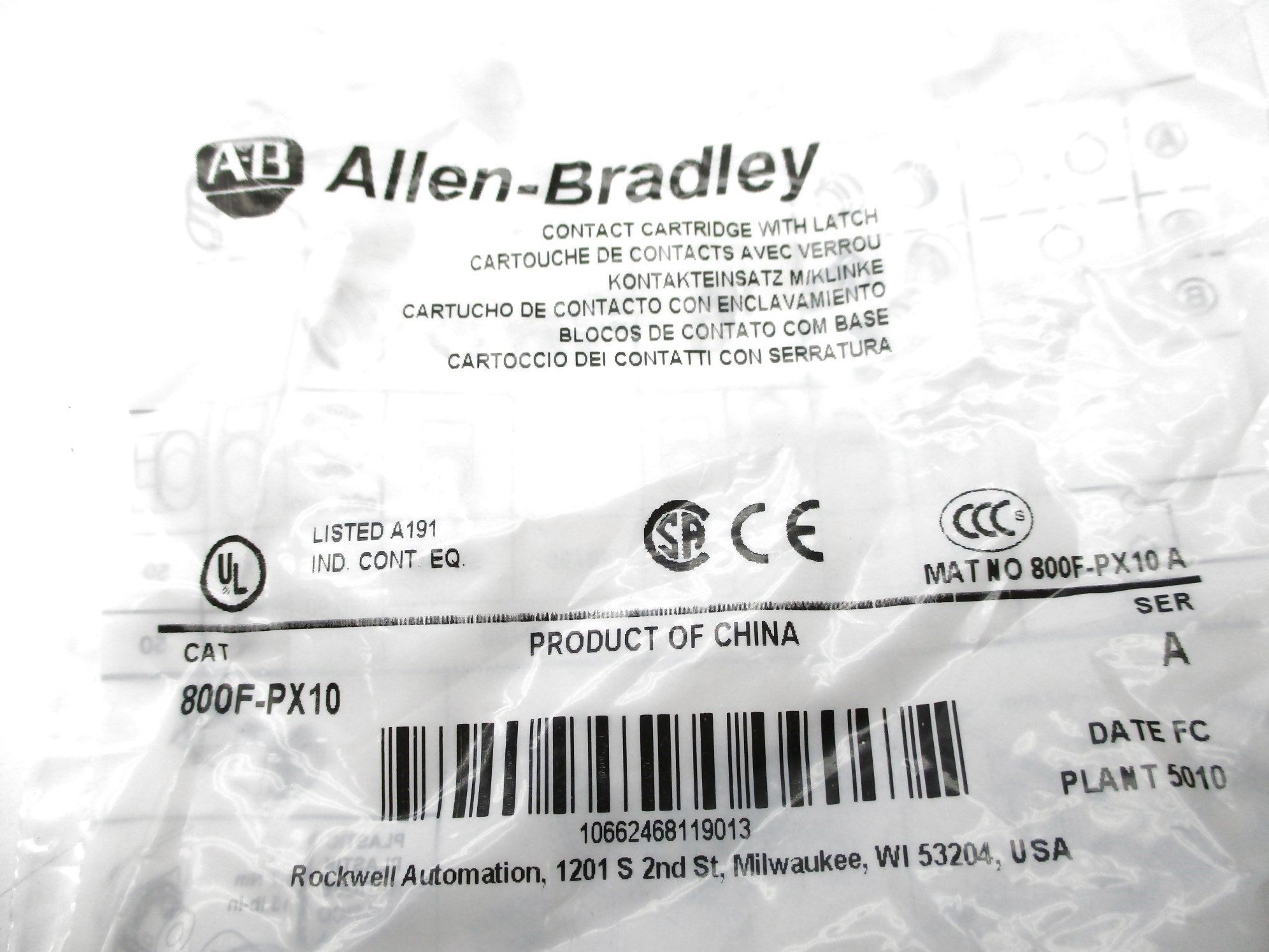 ALLEN BRADLEY 800F-PX10 SER. A NSMP